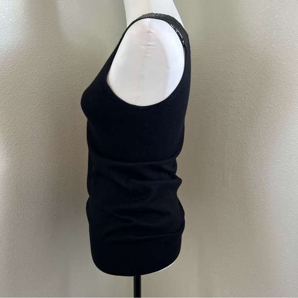 BCBGMaxAzria Silk/Cashmere Black Sequin Tank Top Size XS - Picture 3 of 5